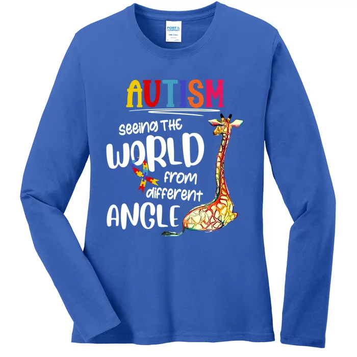 Giraffe Autism Seeing The World From Different Angle Gift Ladies Long Sleeve Shirt