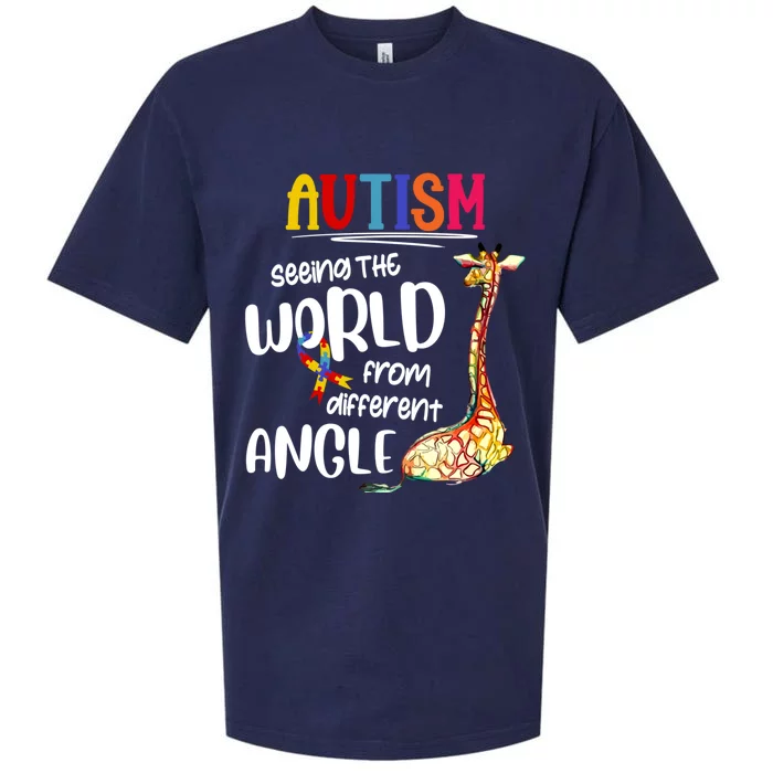 Giraffe Autism Seeing The World From Different Angle Gift Sueded Cloud Jersey T-Shirt