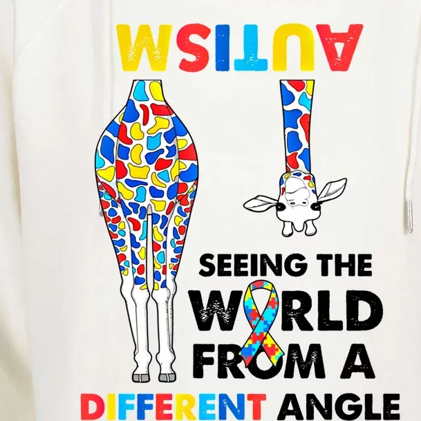 Giraffe Autism Seeing The World From A Different Angle Gift Womens Funnel Neck Pullover Hood