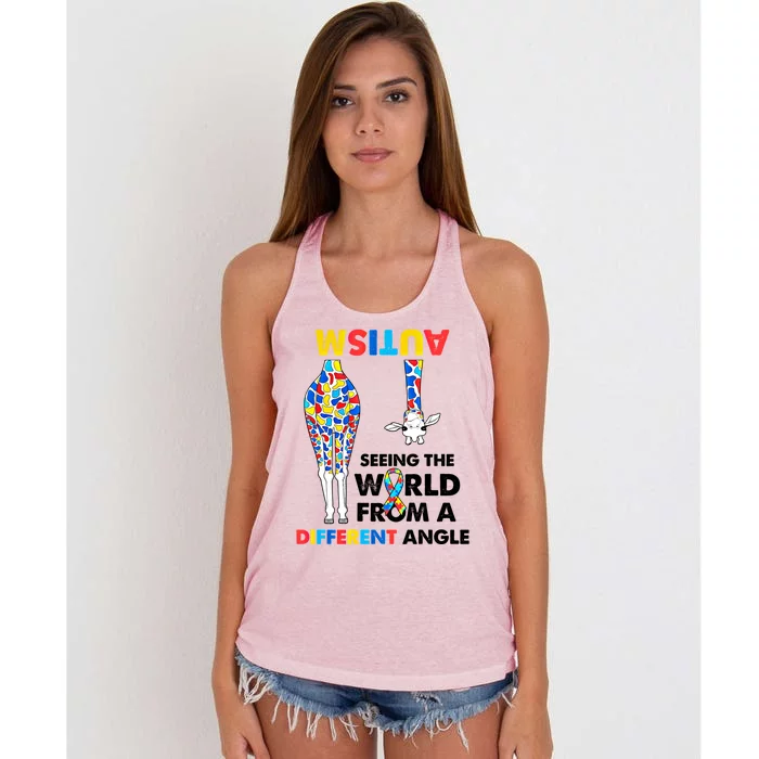 Giraffe Autism Seeing The World From A Different Angle Gift Women's Knotted Racerback Tank