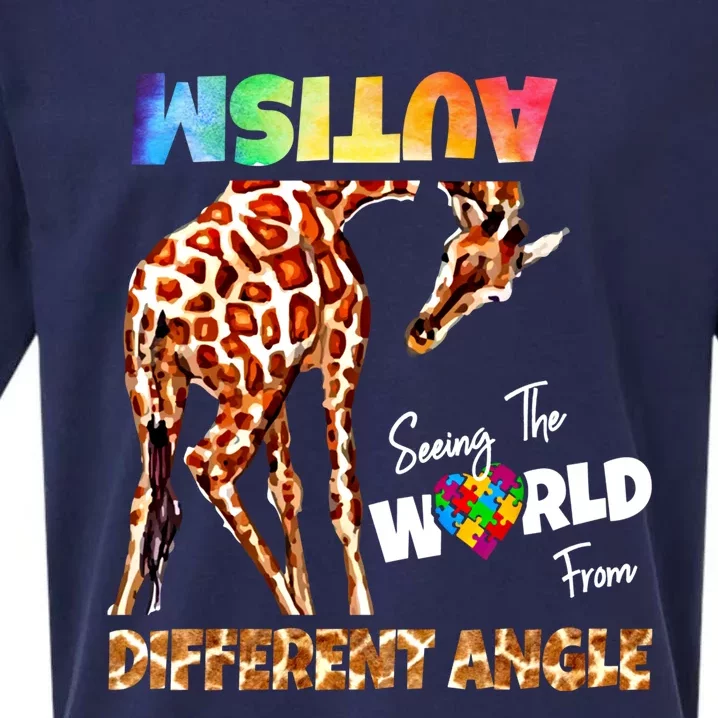 Giraffe Autism Seeing The World From Different Angle Meaningful Gift Sueded Cloud Jersey T-Shirt