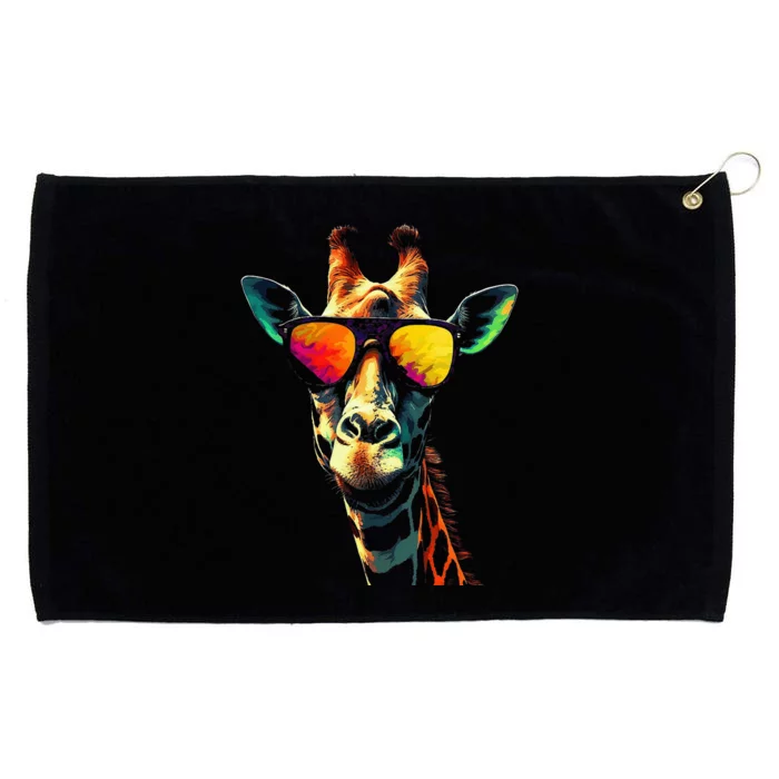 Giraffe Artwork Sunglasses Animal Grommeted Golf Towel