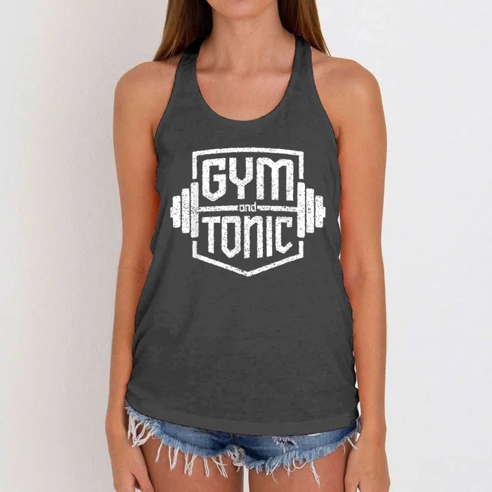 Gym And Tonic Funny Workout Fitness Weightlifter Gift Women's Knotted Racerback Tank