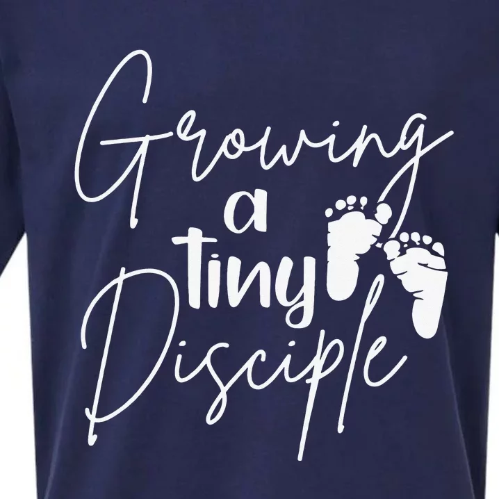 Growing A Tiny Disciple Christian Mom Pregnancy Sueded Cloud Jersey T-Shirt