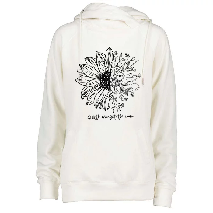 Growth Amongst The Chaos Floral Chronic Illness Womens Funnel Neck Pullover Hood