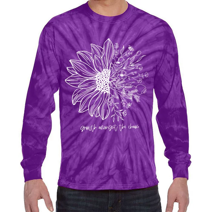 Growth Amongst The Chaos Floral Chronic Illness Tie-Dye Long Sleeve Shirt