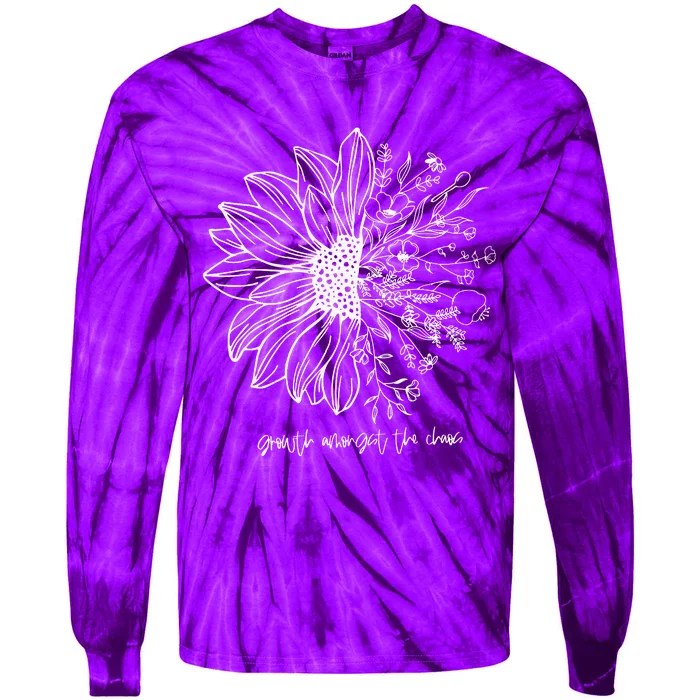 Growth Amongst The Chaos Floral Chronic Illness Tie-Dye Long Sleeve Shirt