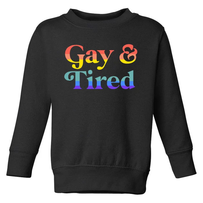 Gay And Tired Lgbtqia Retro Aesthetic Lesbian Pride Flag Toddler Sweatshirt