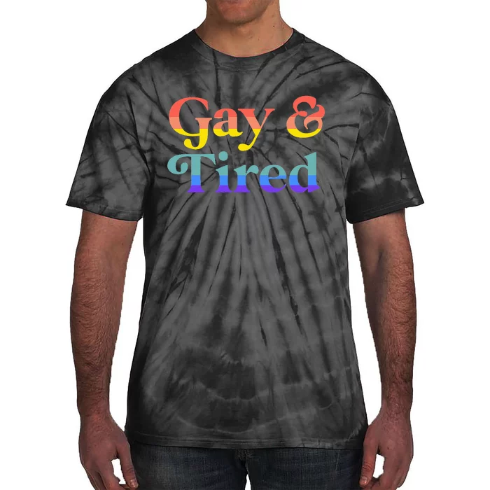 Gay And Tired Lgbtqia Retro Aesthetic Lesbian Pride Flag Tie-Dye T-Shirt