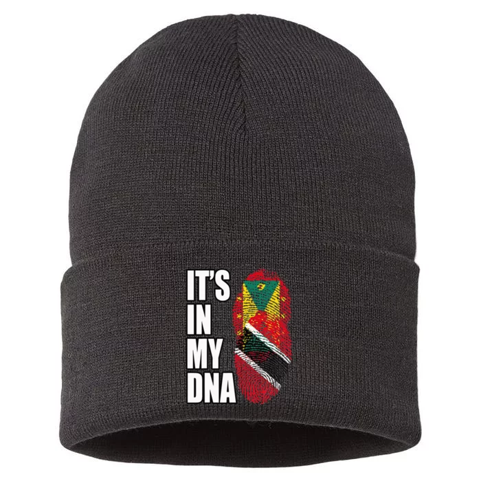 Grenadian And Trinidadian Mix DNA Flag Heritage Sustainable Knit Beanie