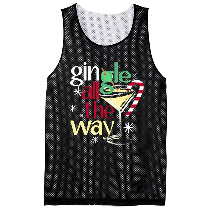 Gingle All The Way Christmas Gin Martini Mesh Reversible Basketball Jersey Tank