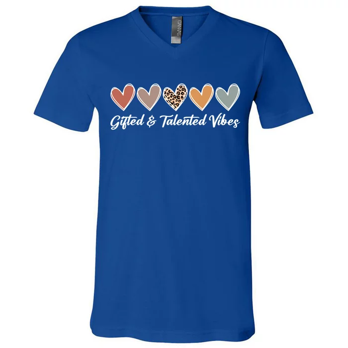 Gifted And Talented Vibes Teaching School Appreciation Gift V-Neck T-Shirt