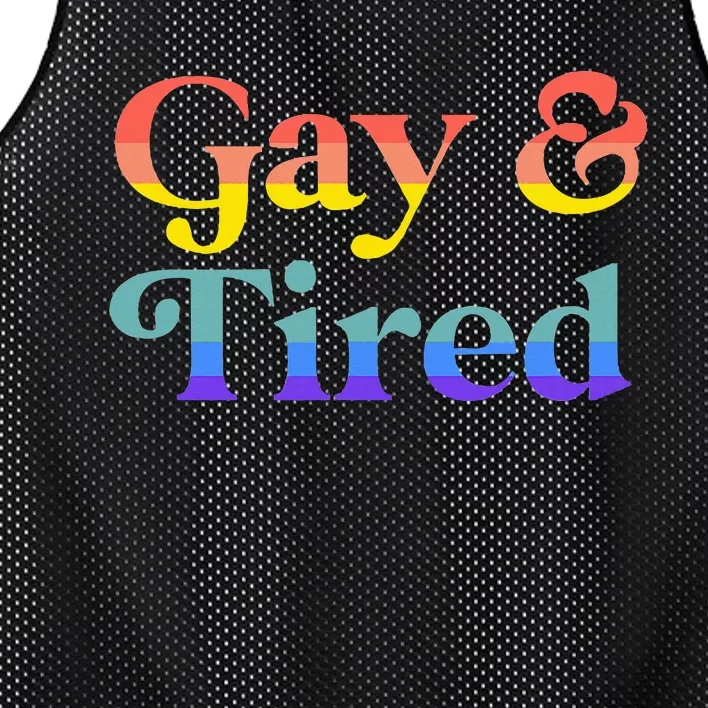 Gay And Tired Lgbtqia Retro Aesthetic Mesh Reversible Basketball Jersey Tank