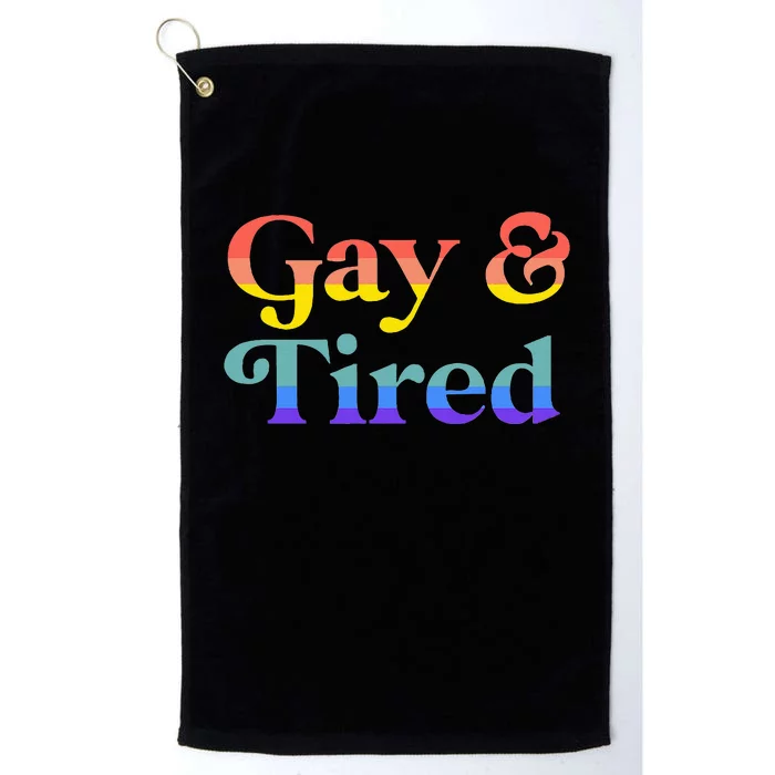 Gay And Tired Lgbtqia Retro Aesthetic Platinum Collection Golf Towel