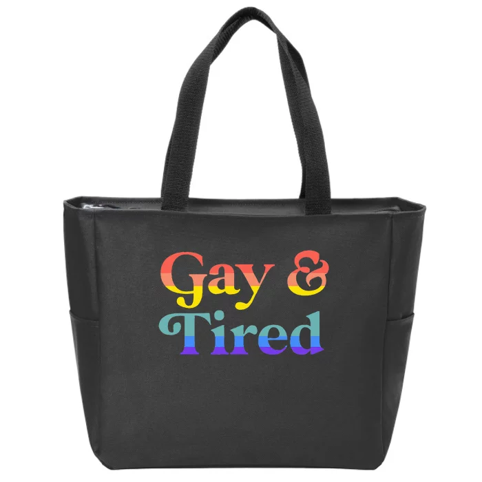 Gay And Tired Lgbtqia Retro Aesthetic Zip Tote Bag