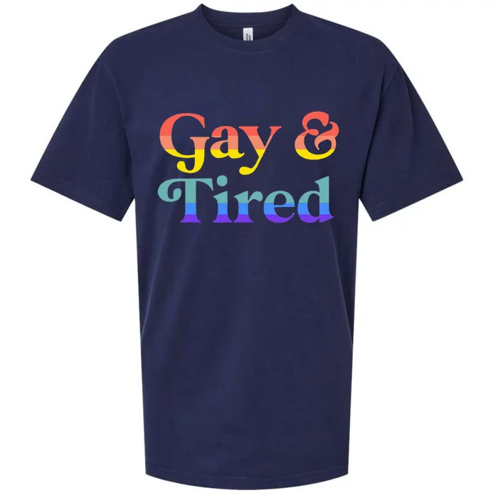 Gay And Tired Lgbtqia Retro Aesthetic Sueded Cloud Jersey T-Shirt