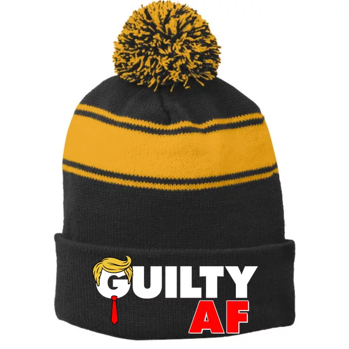 Guilty Af Trump Stripe Pom Pom Beanie