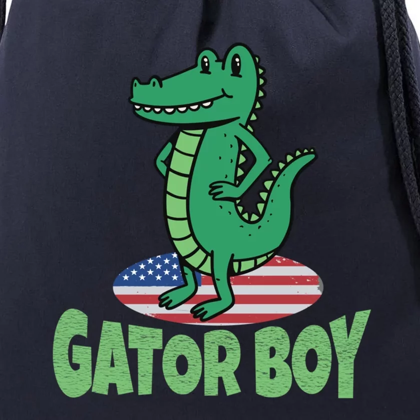 Gator American Usa Flag Alligator Crocodile Funny Gift Drawstring Bag