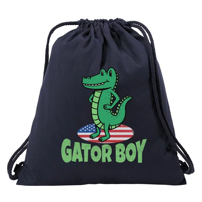 Gator American Usa Flag Alligator Crocodile Funny Gift Drawstring Bag