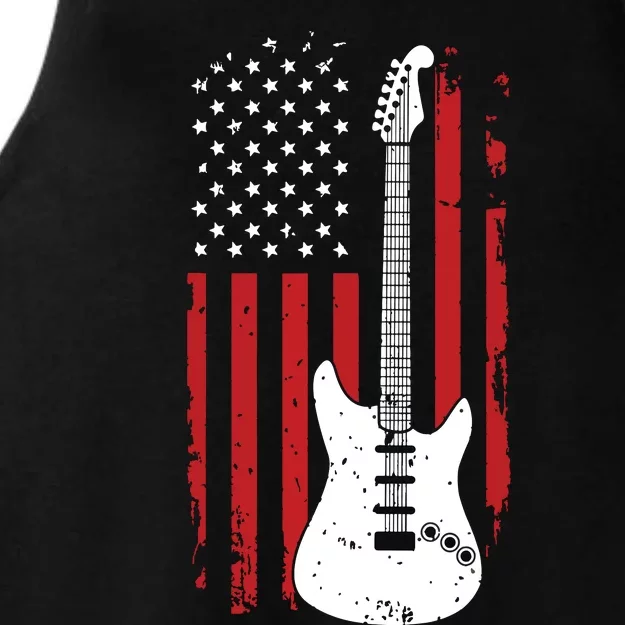 Guitar American US Flag Music Player Electric Guitarist Gift Ladies Tri-Blend Wicking Tank