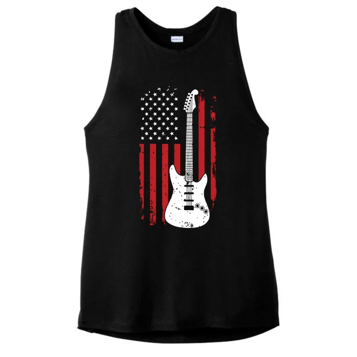 Guitar American US Flag Music Player Electric Guitarist Gift Ladies Tri-Blend Wicking Tank