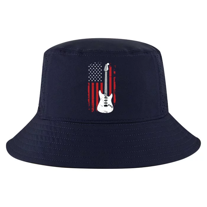 Guitar American US Flag Music Player Electric Guitarist Gift Cool Comfort Performance Bucket Hat