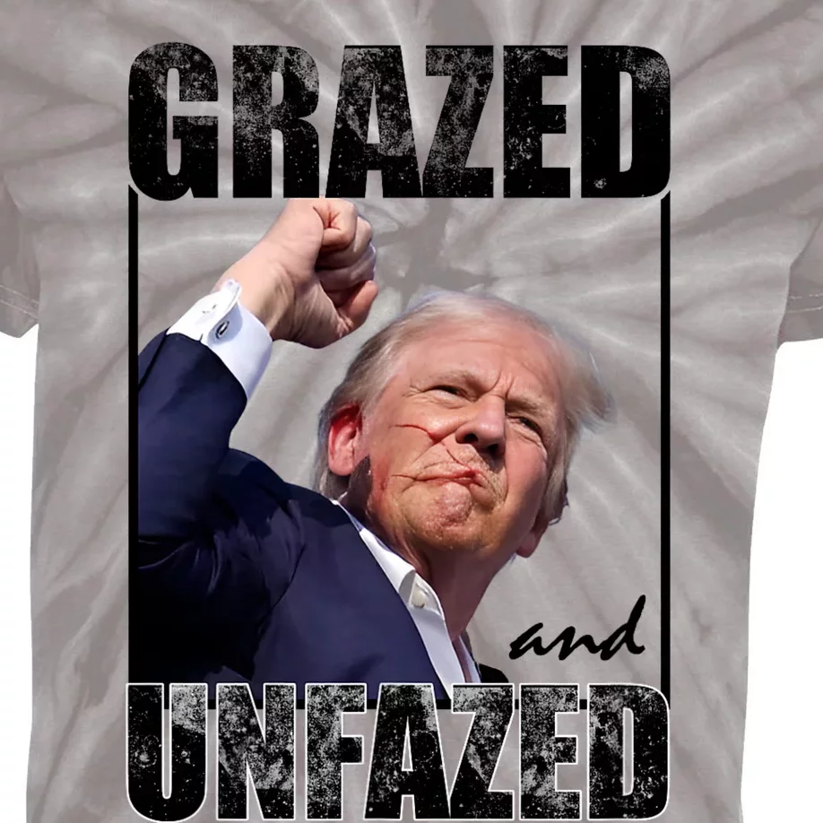 Grazed And Unfazed Trump 2024 Kids Tie-Dye T-Shirt