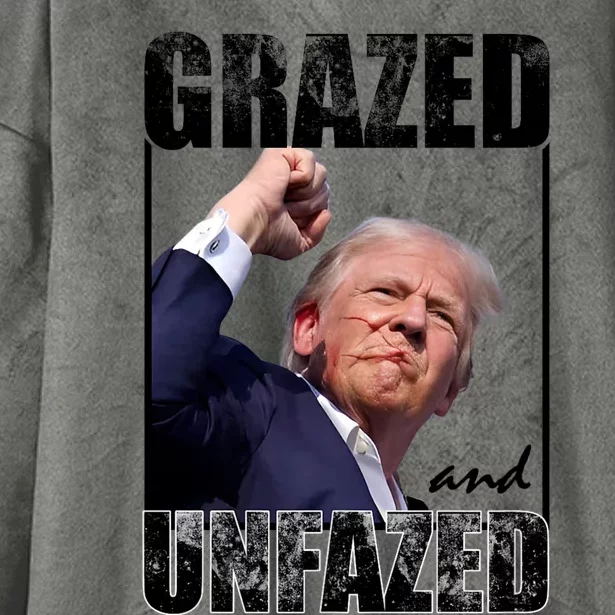 Grazed And Unfazed Trump 2024 Hooded Wearable Blanket