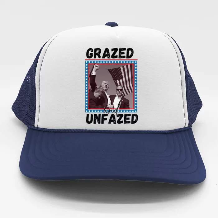 Grazed And Unfazed Trump 2024 Trucker Hat