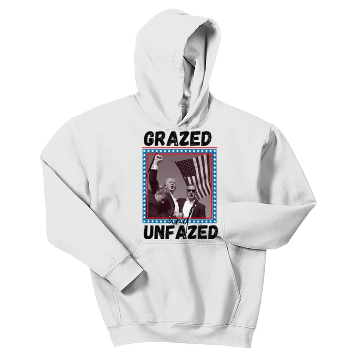 Grazed And Unfazed Trump 2024 Kids Hoodie