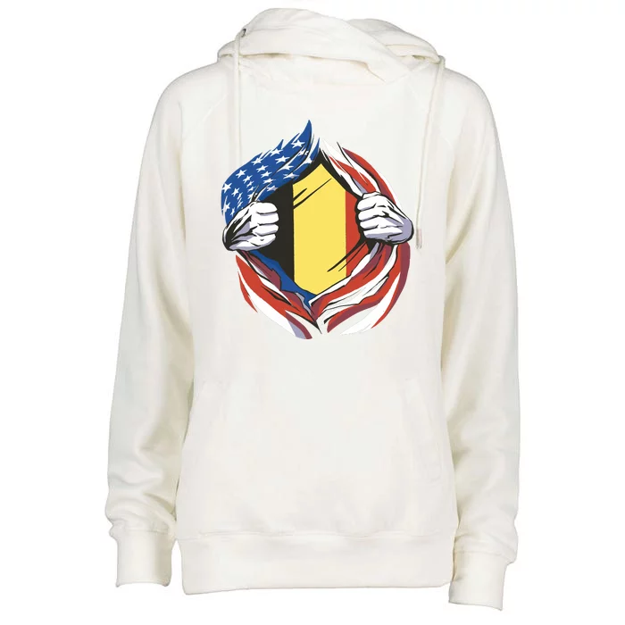 Germany And United States Flag Womens Funnel Neck Pullover Hood