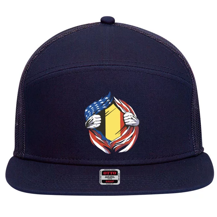 Germany And United States Flag 7 Panel Mesh Trucker Snapback Hat