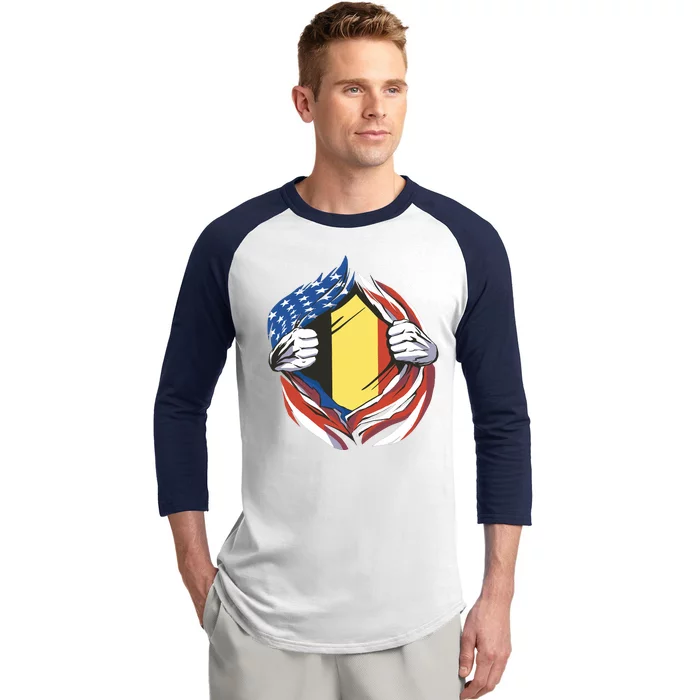 Germany And United States Flag Baseball Sleeve Shirt