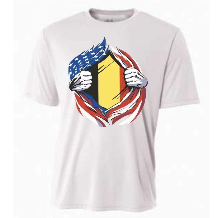 Germany And United States Flag Cooling Performance Crew T-Shirt