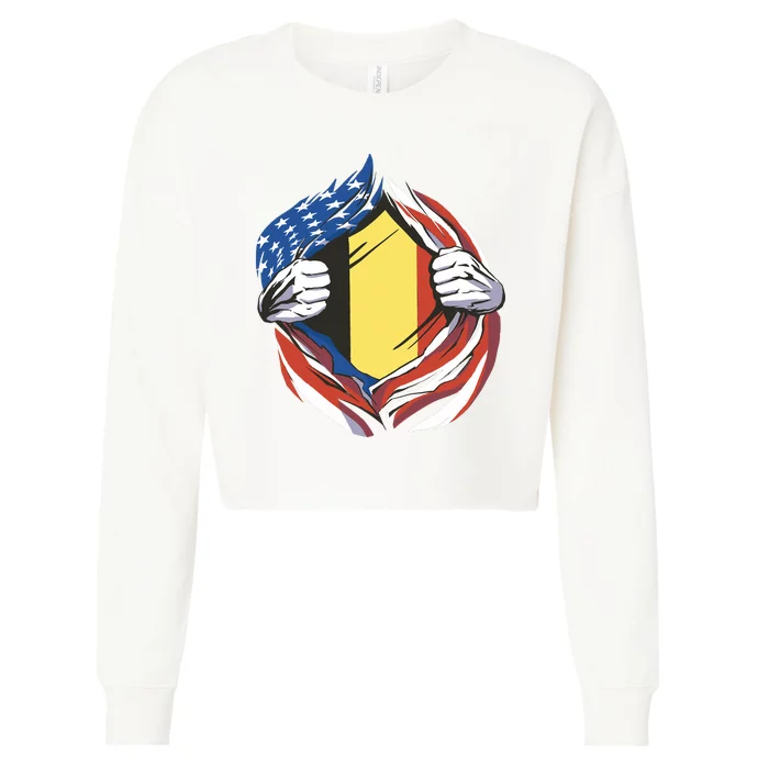 Germany And United States Flag Cropped Pullover Crew