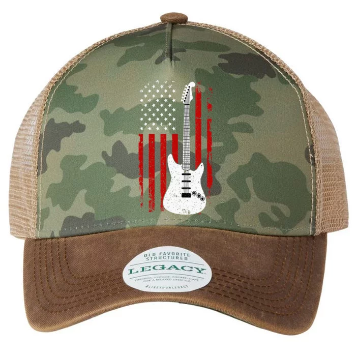 Guitar American US Flag Music Player Electric Guitarist Gift Legacy Tie Dye Trucker Hat