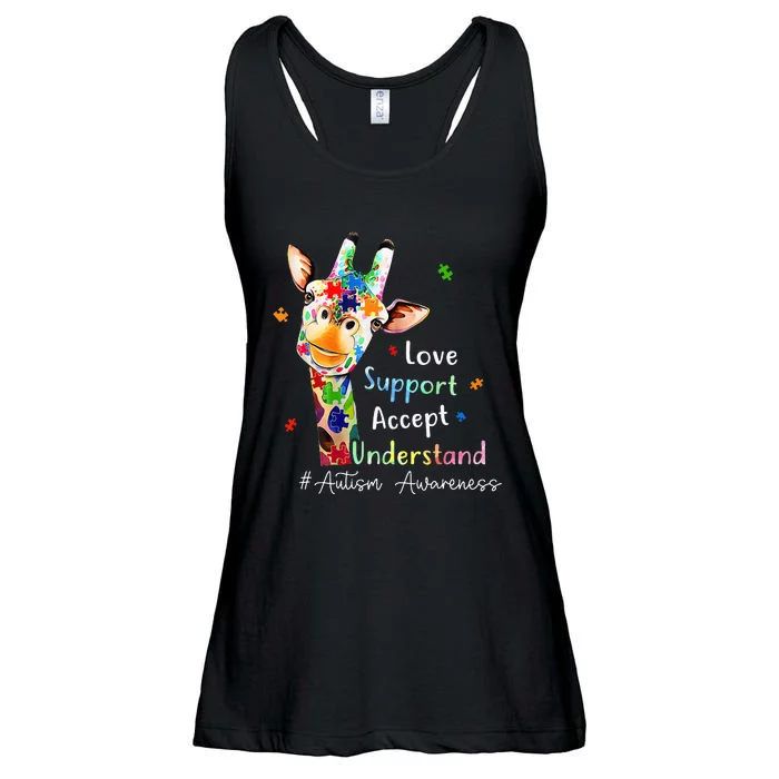 giraffe Accept Understand Love Autism Awareness Ladies Essential Flowy Tank