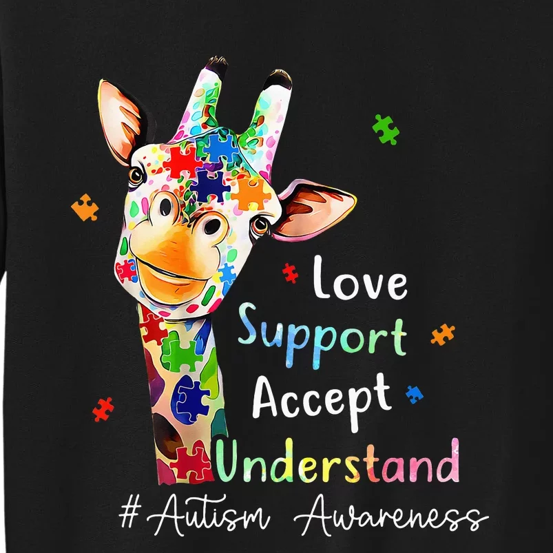 giraffe Accept Understand Love Autism Awareness Tall Sweatshirt