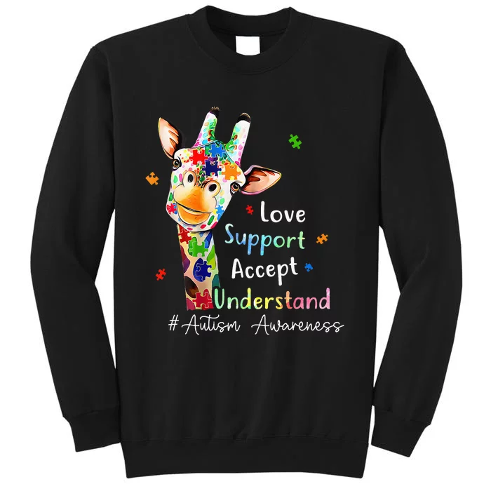 giraffe Accept Understand Love Autism Awareness Tall Sweatshirt