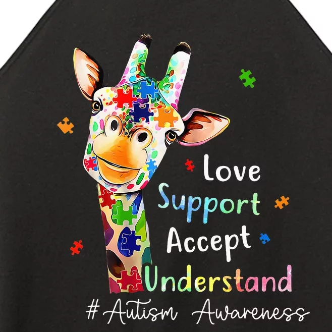 giraffe Accept Understand Love Autism Awareness Women’s Perfect Tri Rocker Tank