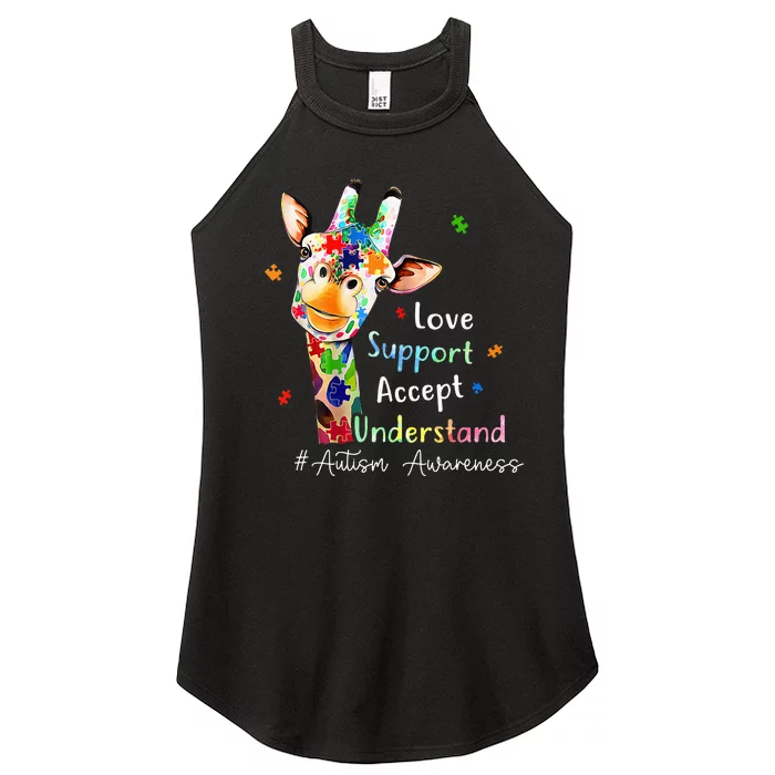 giraffe Accept Understand Love Autism Awareness Women’s Perfect Tri Rocker Tank