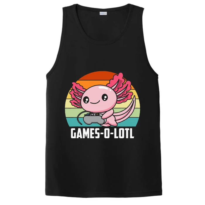 Gamesolotl Axolotl Video Games Gaming Lover Geek Gamer Pun Performance Tank