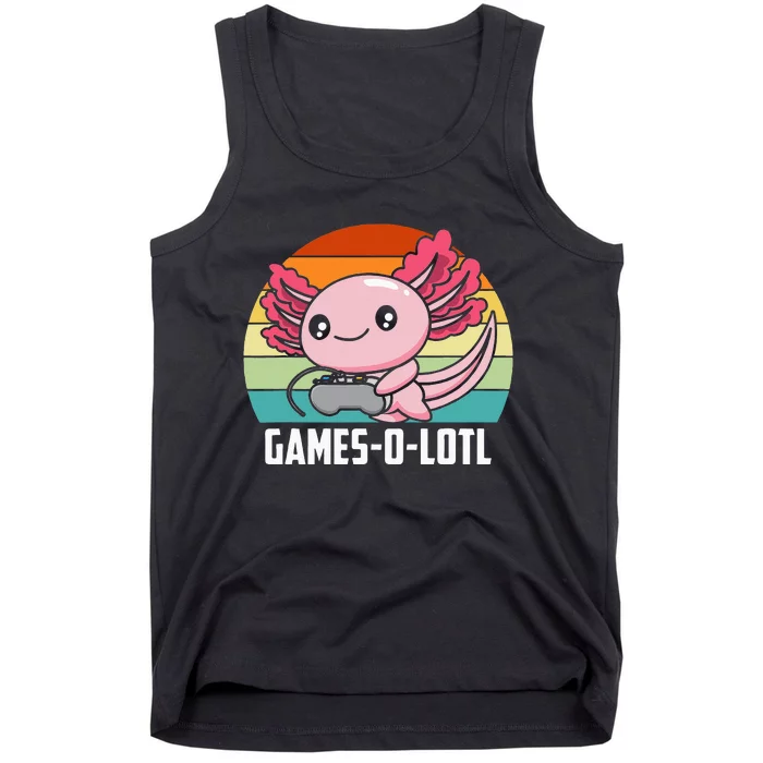 Gamesolotl Axolotl Video Games Gaming Lover Geek Gamer Pun Tank Top