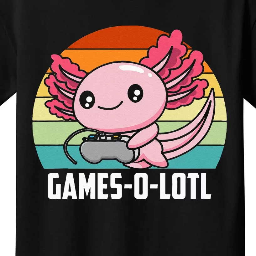 Gamesolotl Axolotl Video Games Gaming Lover Geek Gamer Pun Kids T-Shirt