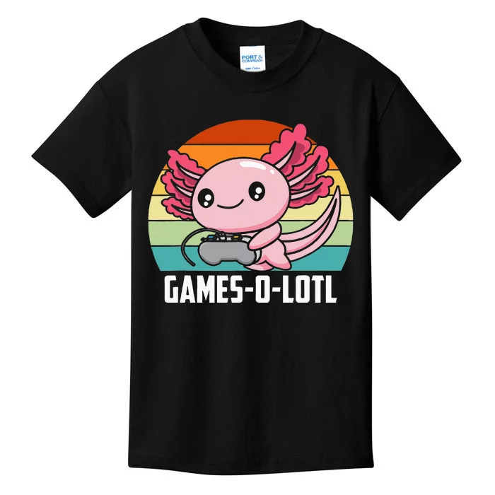 Gamesolotl Axolotl Video Games Gaming Lover Geek Gamer Pun Kids T-Shirt