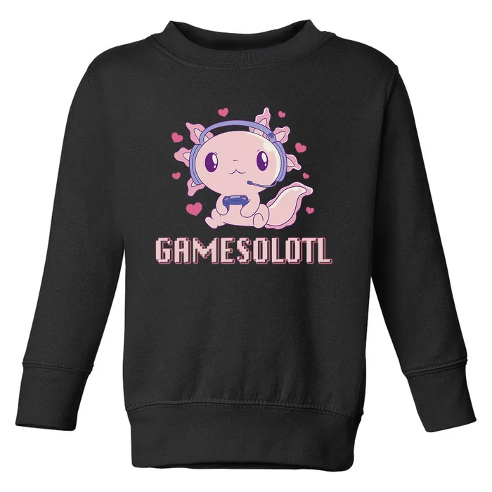 Gamesolotl Axolotl Video Gamer Kawaii Anime Gifts Boys Toddler Sweatshirt