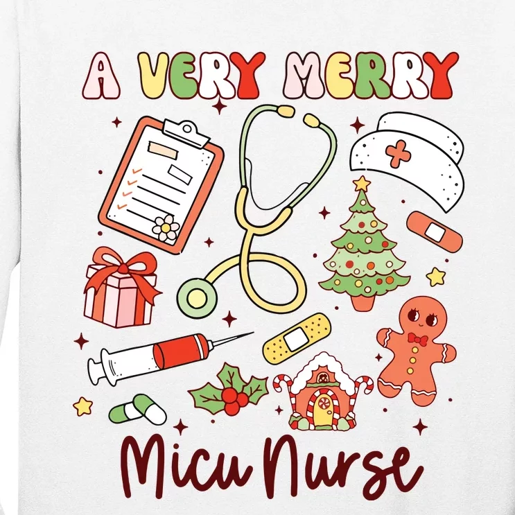 Groovy A Very Merry Micu Nurse Xmas Medical Intensive Care Long Sleeve Shirt