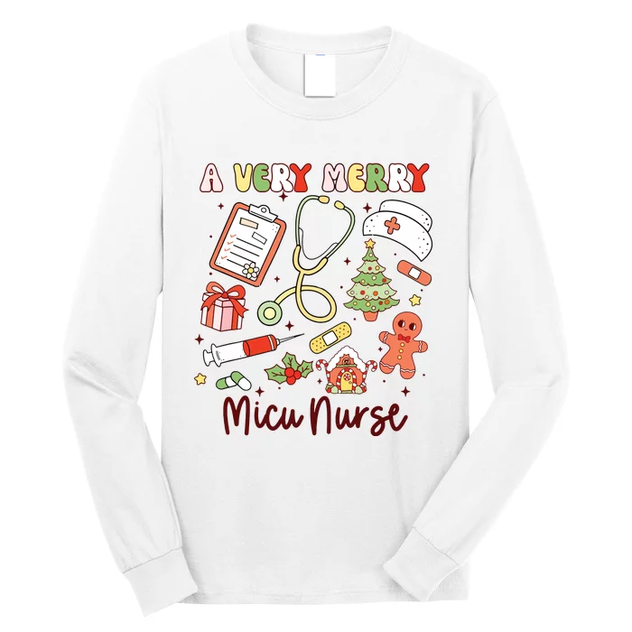 Groovy A Very Merry Micu Nurse Xmas Medical Intensive Care Long Sleeve Shirt