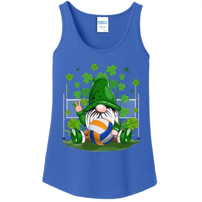 Gnome And Volleyball Ball Lucky Shamrock St Patrick's Day Great Gift Ladies Essential Tank