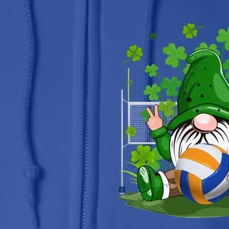 Gnome And Volleyball Ball Lucky Shamrock St Patrick's Day Great Gift Full Zip Hoodie